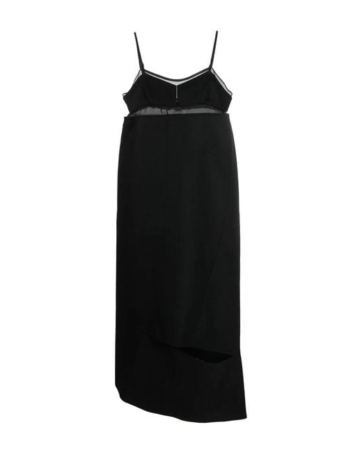 Sacai Wool Melton Dress in Black | Lyst