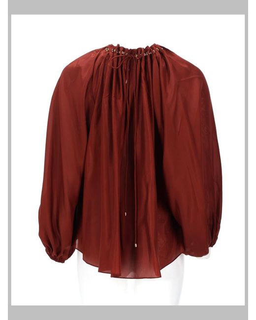 Zimmermann Red Blouse Aster Silk