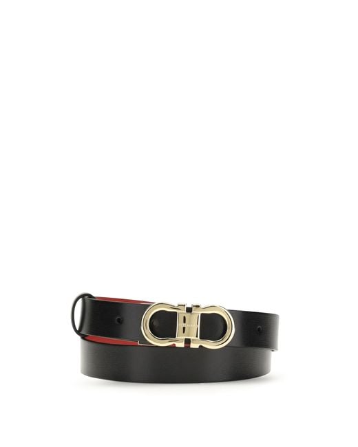Ferragamo White Adjustable And Reversible Gancini Belt Calf Leather Bos Taurus E Braces
