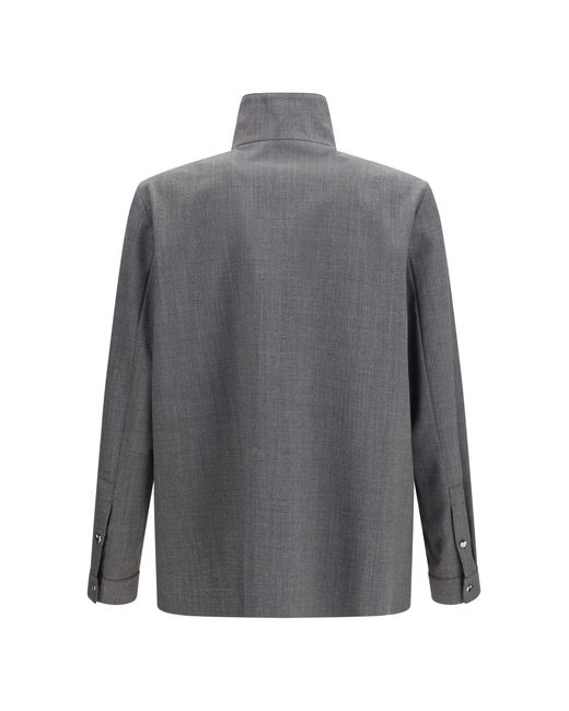 Valentino Gray Mouliné Wool Shirt Jacket Polyester; Ovis Aries for men