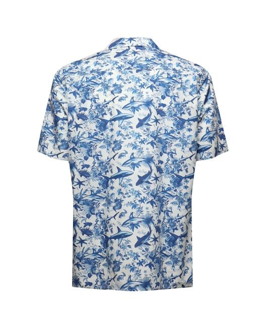 Mc2 Saint Barth Blue Kalea Shirt With Shark Print for men