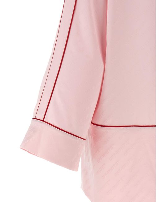 Off-White c/o Virgil Abloh Pink Jacquard Satin New Roxy Pajama Shirt