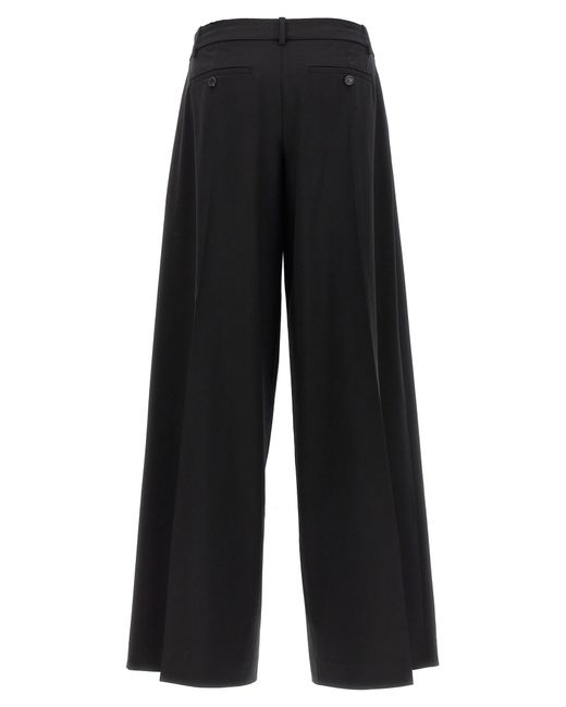 Theory Black Low Rise Pleated Pants