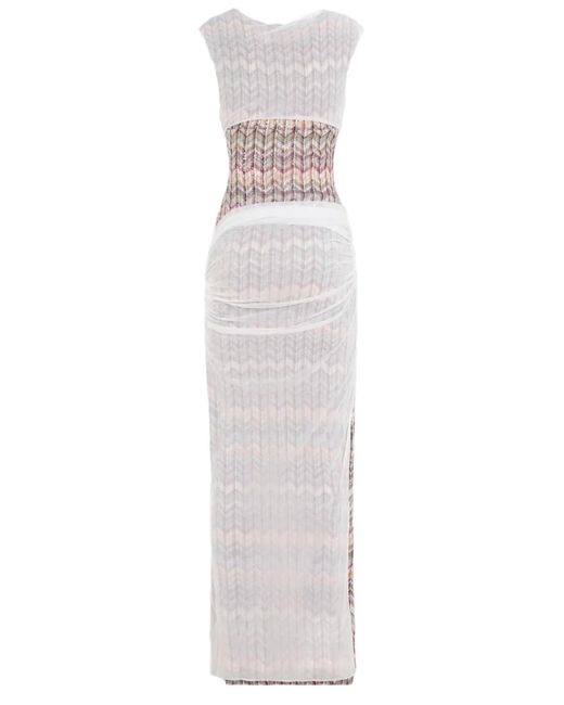 Missoni White Cotton-Blend Yarn Long Dress