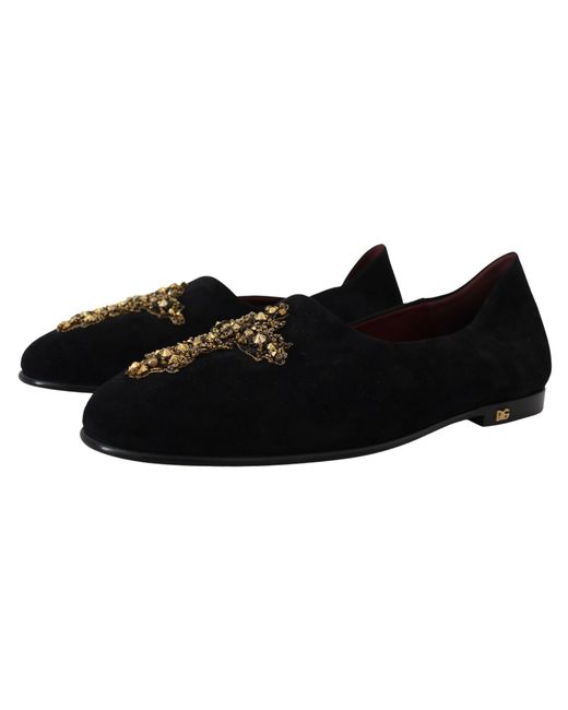 Dolce & Gabbana Black Crossembellished Ballerina Flats for men