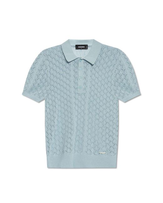 DSquared² Blue Cotton Polo Shirt, for men