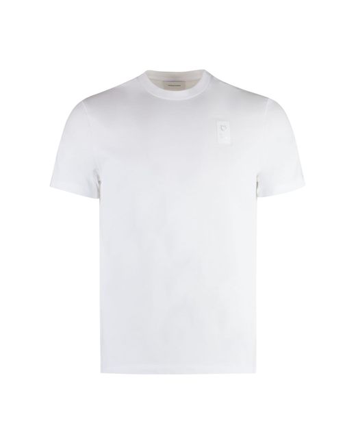 Ferragamo White Cotton Crew-Neck T-Shirt for men