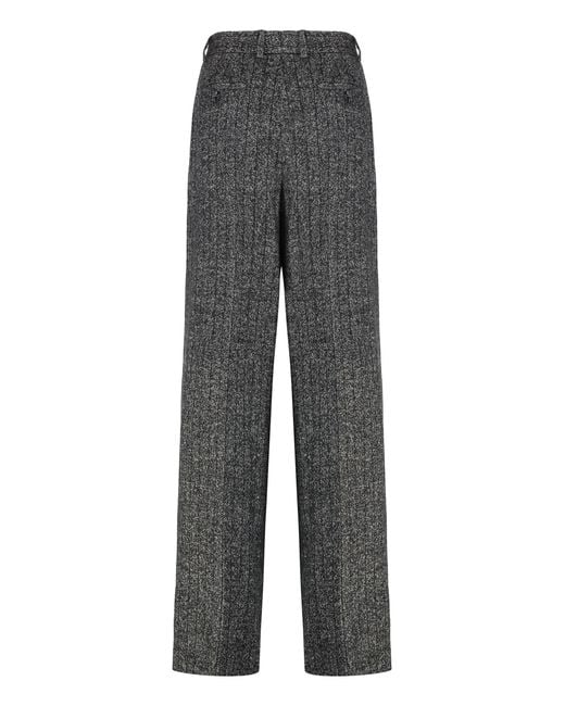 Dolce & Gabbana Gray Wool Wide-Leg Trousers