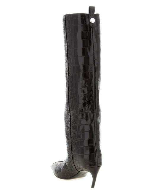 The Attico Black Bovine Leather Over The Knee Shoe