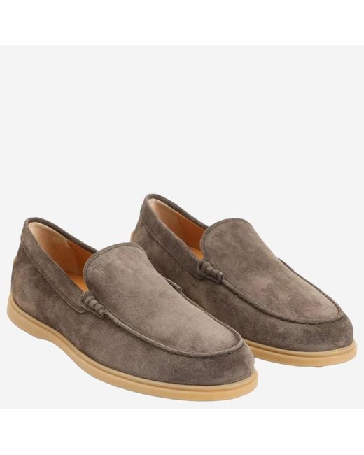 Tod's Brown Suede Loafers Calfskin for men