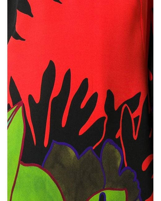 Valentino Red Monkey Forest Print Midi Dress
