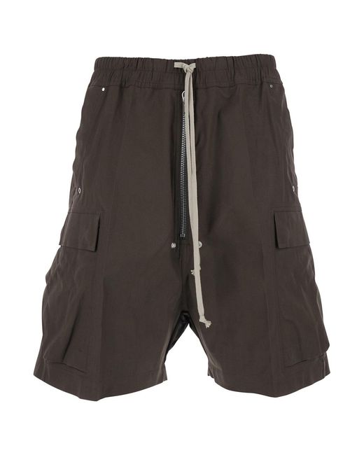 Rick Owens Gray Shorts With Elastic Drawstring And Welt Pockets for men