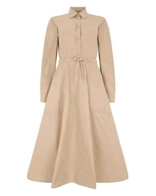 Moncler Natural Midi Chemisier Dress Poplin Cotton