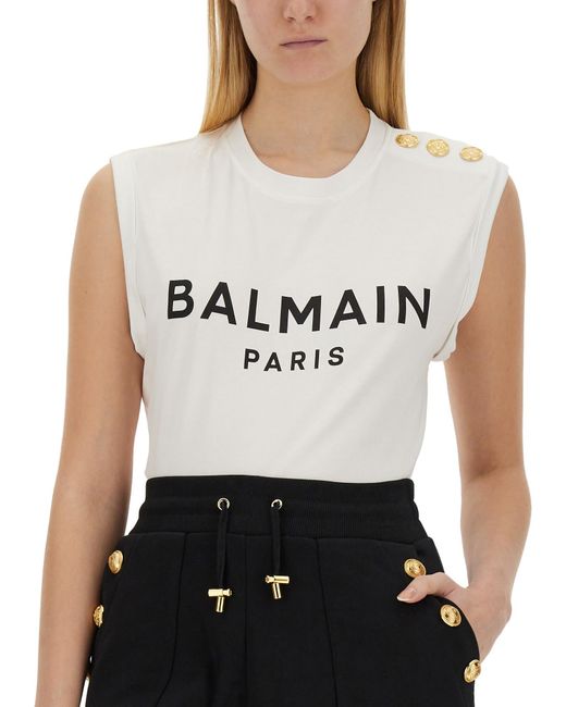 Balmain White Camisole With Three Buttons
