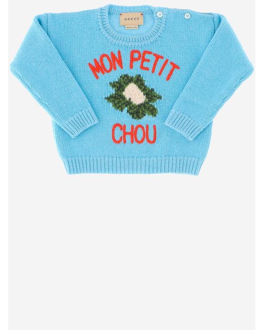 Gucci Blue Cauliflower Wool Sweater for men