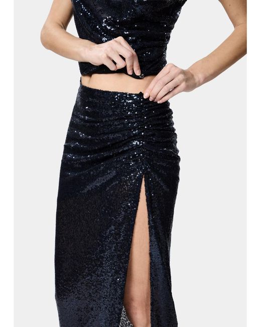 Amazuìn Blue Cosmic Sequined Stretch Tulle Detachable Maxi Dress With Cut-Out Detail And Side Slit