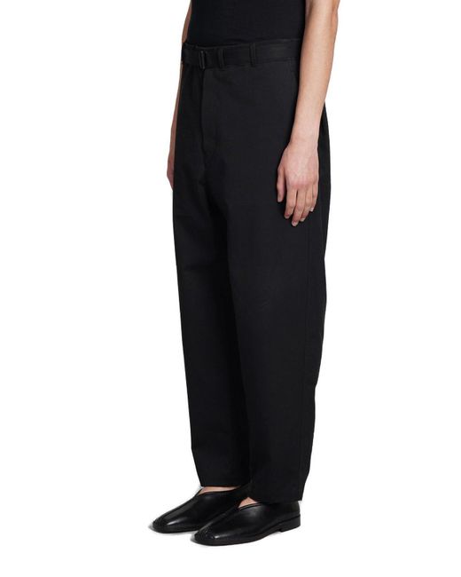 Lemaire Black Strap-Detailed Cropped Trousers for men