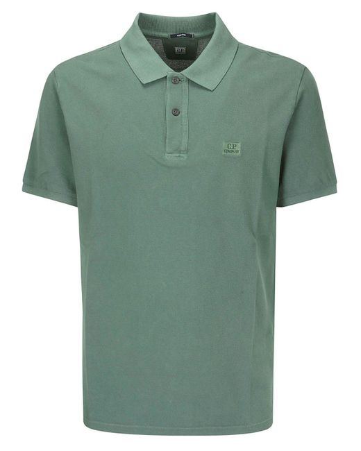 C P Company Green 24/1 Piquet Resist Dyed Polo Shirt for men