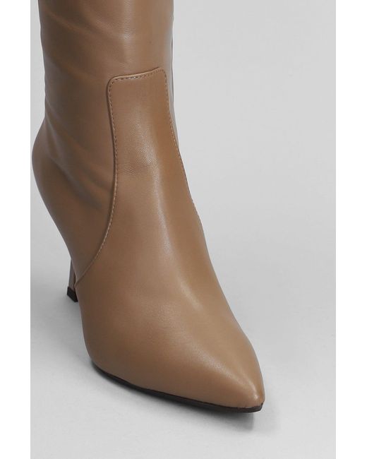 The Seller High Heels Boots In Taupe Leather in Brown Lyst UK