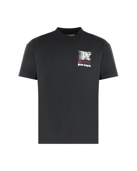 Palm Angels Black Paxhaas Racing Club T-Shirt Cotton T-Shirts for men