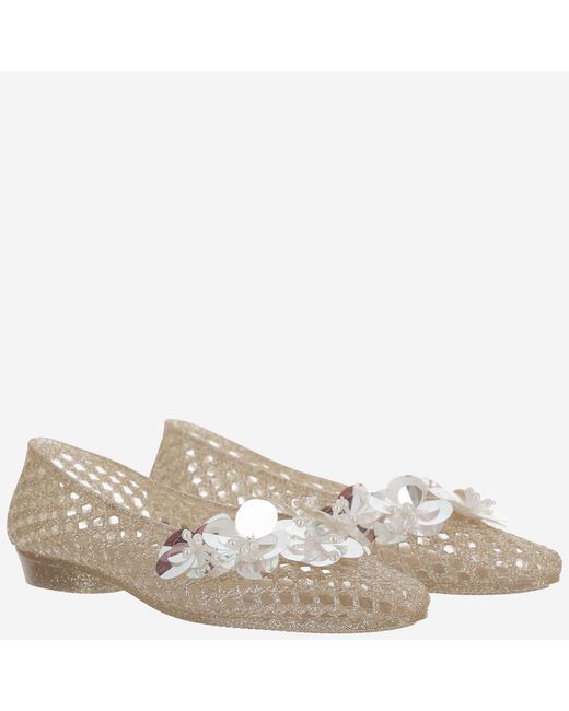 HEAVENLY JELLY Gray Transparent Ballerina Flats With Decoration Polyvinyl Chloride