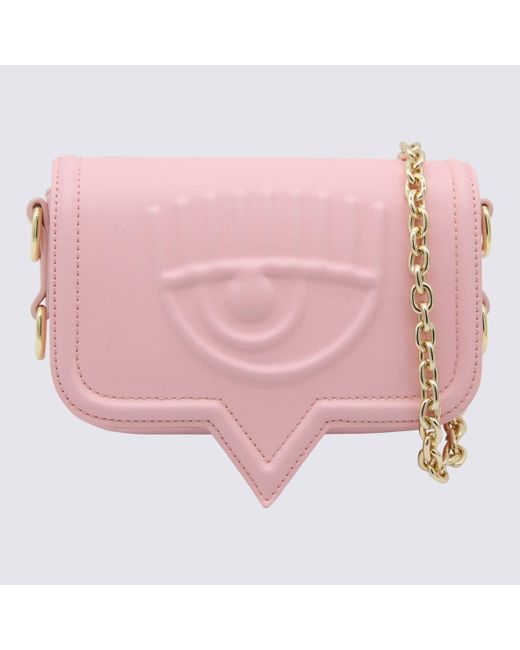 Chiara Ferragni Pink Faux Leather Eyelike Shoulder Bag