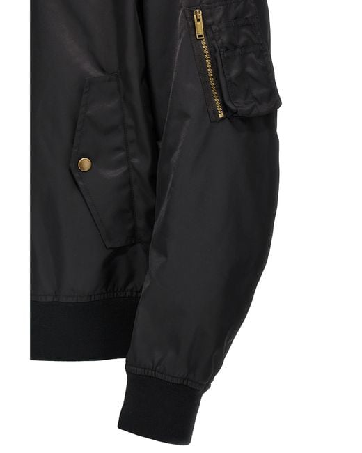 Valentino Garavani Black Logo Bomber Jacket Polyamide Down Jacket, Parka, Casual for men