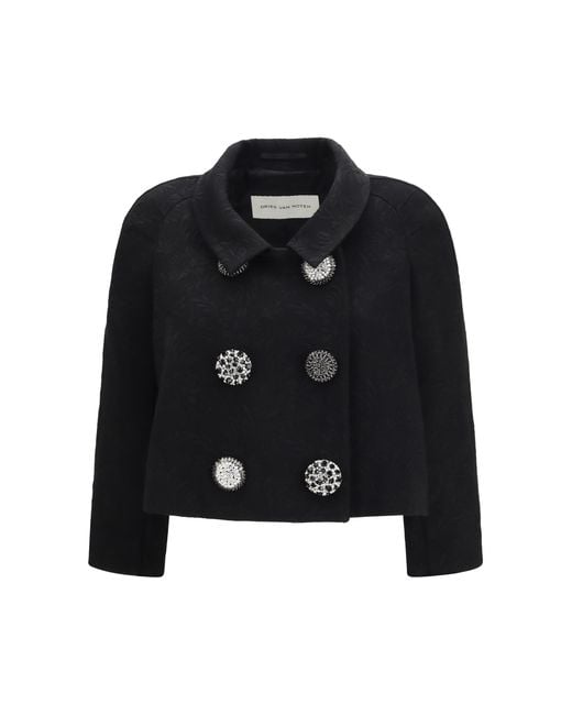 Dries Van Noten Black Cropped Jacket Canvas