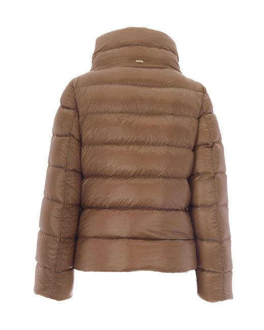 Herno Brown Quilted Nylon Cape Jacket