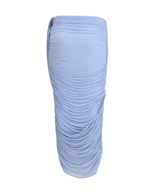 Magda Butrym Blue Draped Midi Skirt Cupro; Elastane