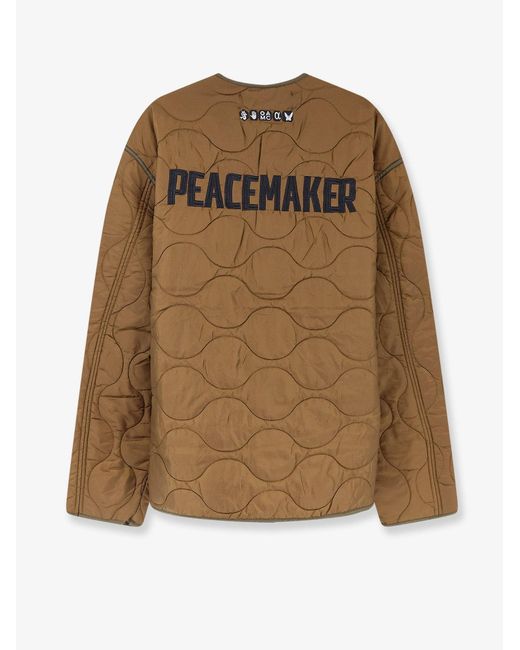 Oamc Peacemaker Brown Combat Liner Quilted Nylon Jacket for men