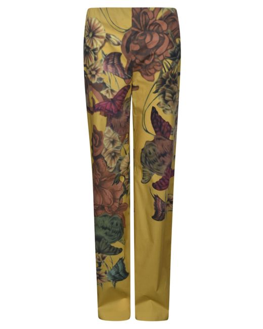 Alberta Ferretti Multicolor Floral Print Trousers