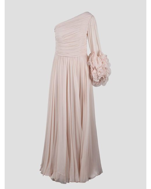 Costarellos Pink Aziza Silk Georgette Gown