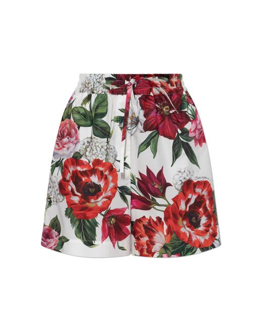 Dolce & Gabbana Red Dolce & Gabbana Floral Motif Shorts