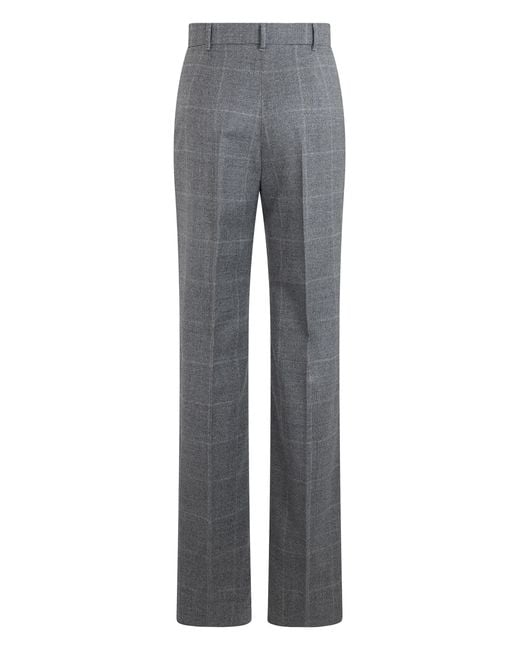 Max Mara Gray High-Waisted Virgin Wool Trousers Straight