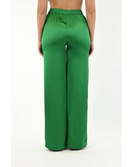 Herno Green Soft Satin High-waisted Trousers