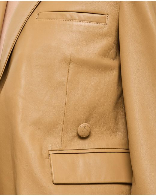 Saks Potts Natural Matteo Asymmetric Leather Blazer