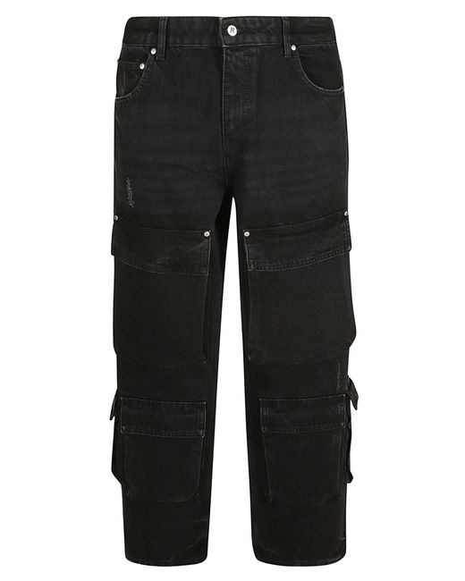 Represent Black R3Ca Cargo Denim Trousers for men