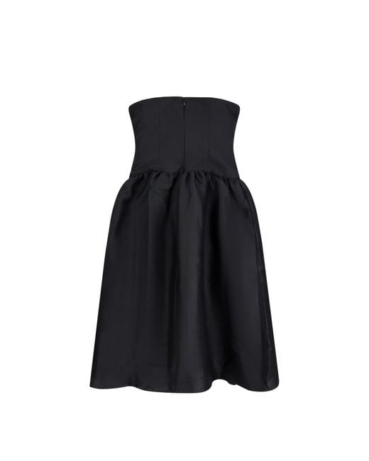 Self-Portrait Black Taffeta Contrast Bow Midi' Dress