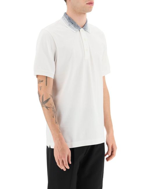 Missoni White Polo Shirt With Contrast Collar for men