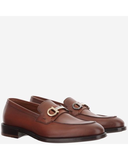 Ferragamo Brown Leather Loafers Calf for men