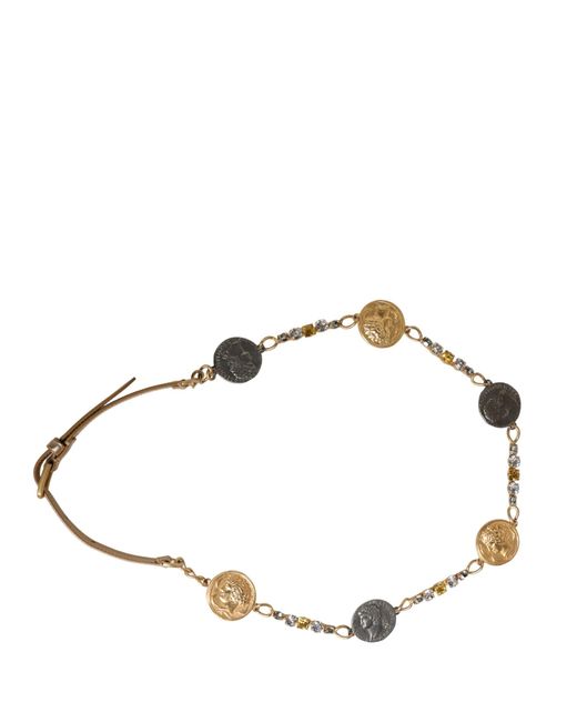 Dolce & Gabbana Natural Gold Brass Chain Coin Embellished Metal Buckle Belt