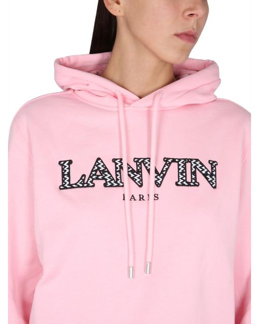 Lanvin Red Sweatshirt With Logo Embroidery