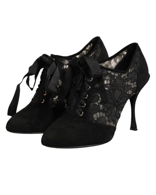 Dolce & Gabbana Black Floral High Heels Lace