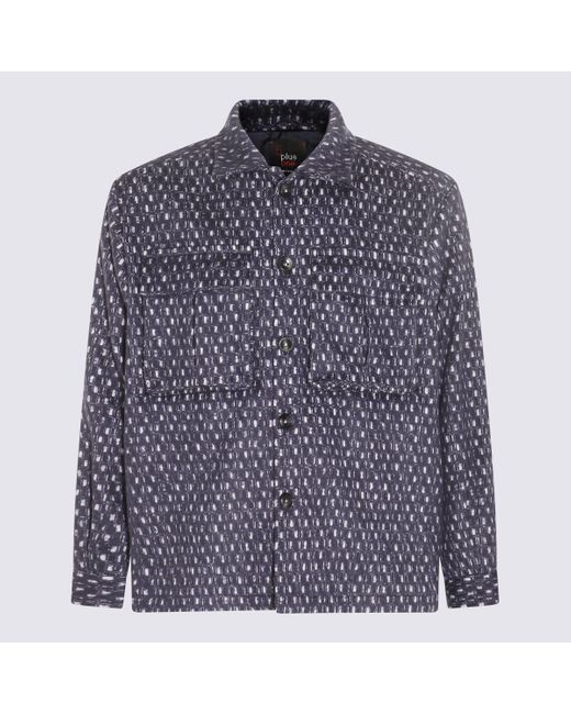 Kiton White And Blue Wool And Silk Blend Shirt for men