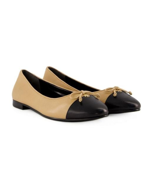Tory Burch Natural Cap Toe Ballerinas