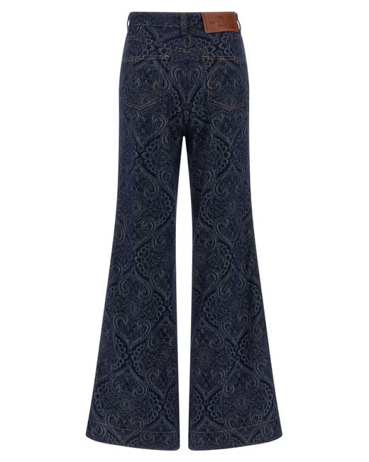 Etro Blue Jacquard Jeans