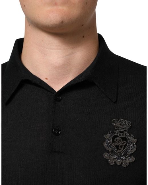 Dolce & Gabbana Black Crest Long Sleeve Pullover Sweater Cashmere Clothing for men