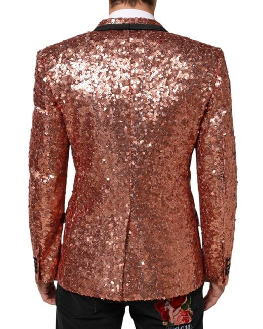 Dolce & Gabbana Brown Sequin Sicilia 1 Button Suit Blazer Pa+Se for men