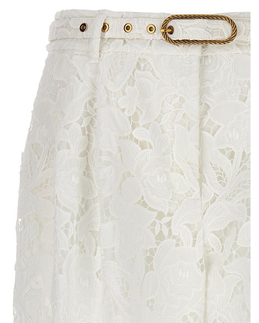 Zimmermann White 'Natura Cropped Barrell' Trousers